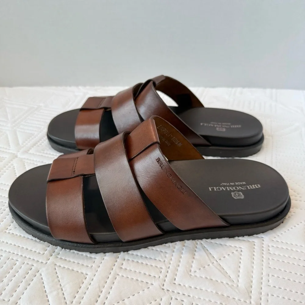 Bruno Magli Men's Brown Leather Sandals Size 10.5